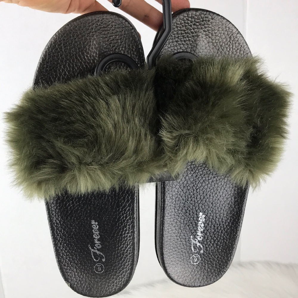 ✅Olive Fur Sandals - Picture 6 of 6